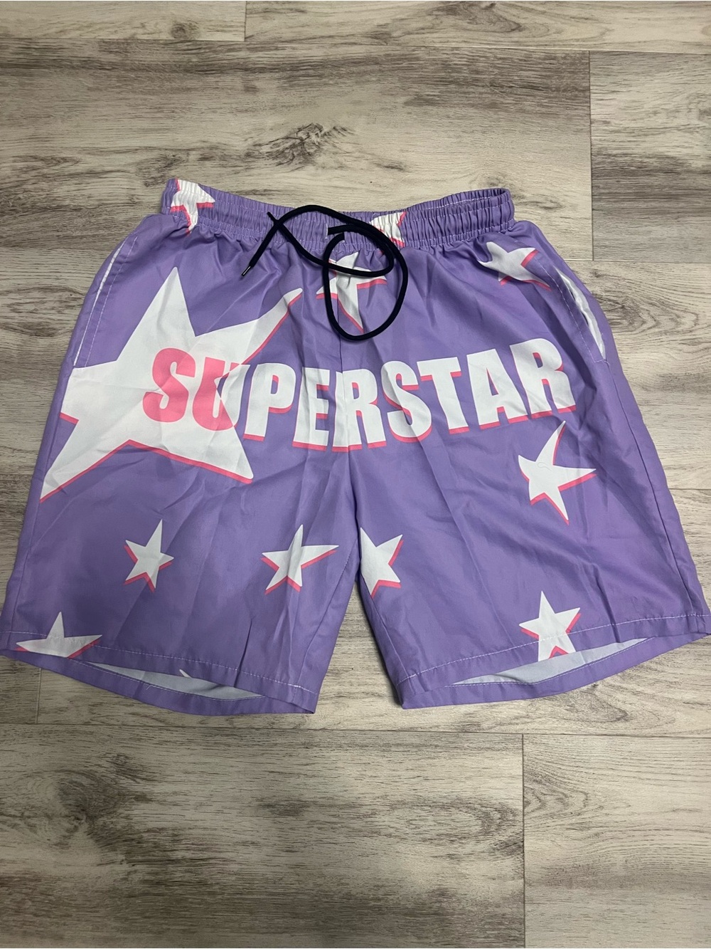 ROMWE Purple 'SUPERSTAR' Graphic Men's Athletic Shorts